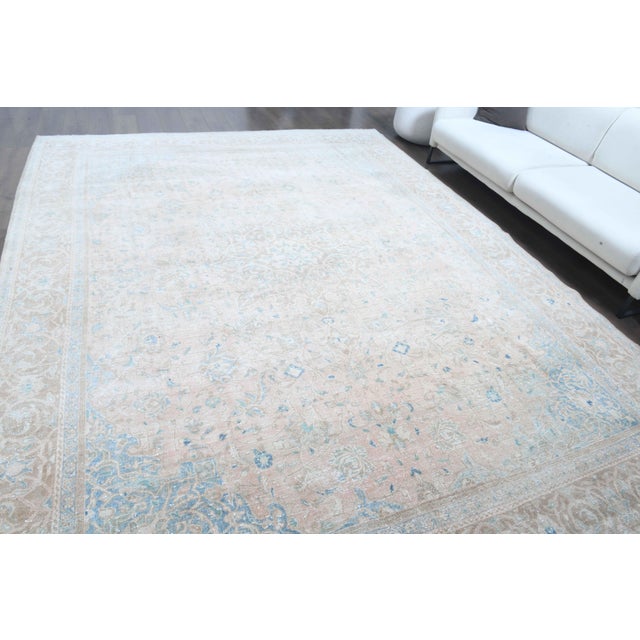 1970s Vintage Persian Handmade Wool Cotton Light Brown Area Rug For Sale - Image 4 of 11