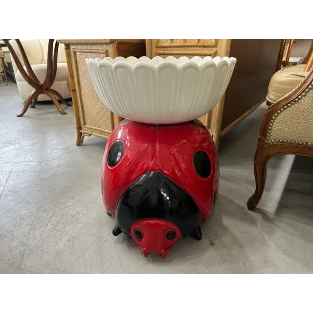 Mid-Century Modern Vintage Large Ceramic Ladybug Planter For Sale - Image 3 of 9