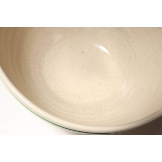 Vintage Stoneware Beehive Cream and Green Striped Yellow Ware Mixing / Salad Bowl For Sale - Image 14 of 15