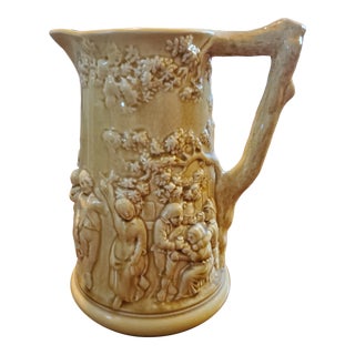 Antique 1834-1890 Signed Sarreguemines Majolica Tavern Pitcher For Sale