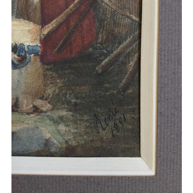 Nicolas Renie, The animated well, 1851, Watercolor For Sale - Image 3 of 8