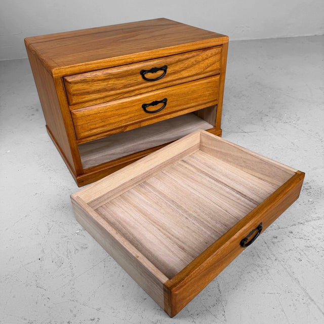 Brown Vintage Japanese Wooden Desktop Chest with Drawers, 1970s-1980s For Sale - Image 8 of 10