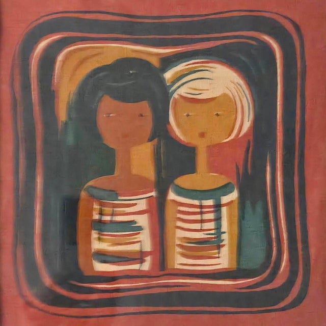 Vintage Scandinavian Ilse Roempke "Vänner" Printed Textile, Signed and Framed For Sale - Image 15 of 16