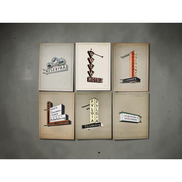 Swedish Art Deco Advertising Sign Gouaches, 1930s, Set of 6 For Sale - Image 16 of 17