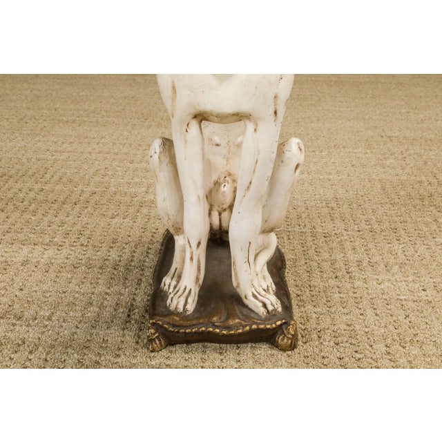 Midcentury Whippet Dog Sculpture in Painted Composite With Gilded Collar For Sale In Los Angeles - Image 6 of 17