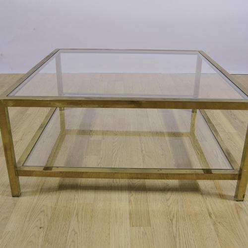 Vintage Glass and Brass Coffee Table, 1970s For Sale - Image 3 of 9