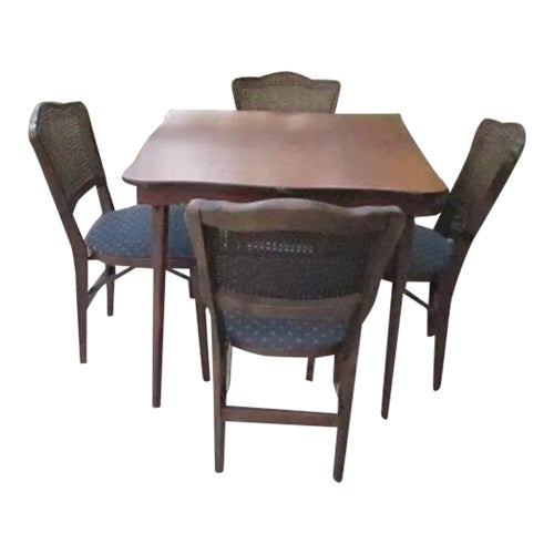 Mid Century Modern Vintage Stakmore Folding Table And Chairs MCM