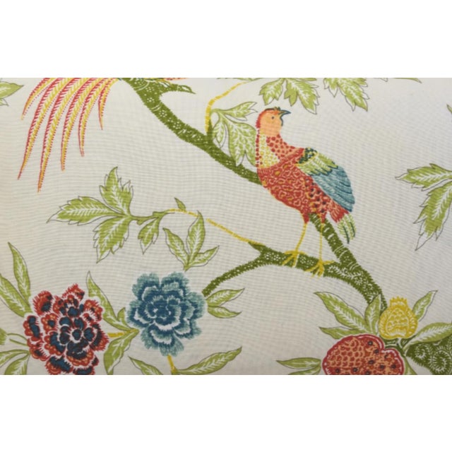 Schumacher Arbre Chinois Linen Floral & Bird Feather/Down Pillow For Sale In Los Angeles - Image 6 of 7