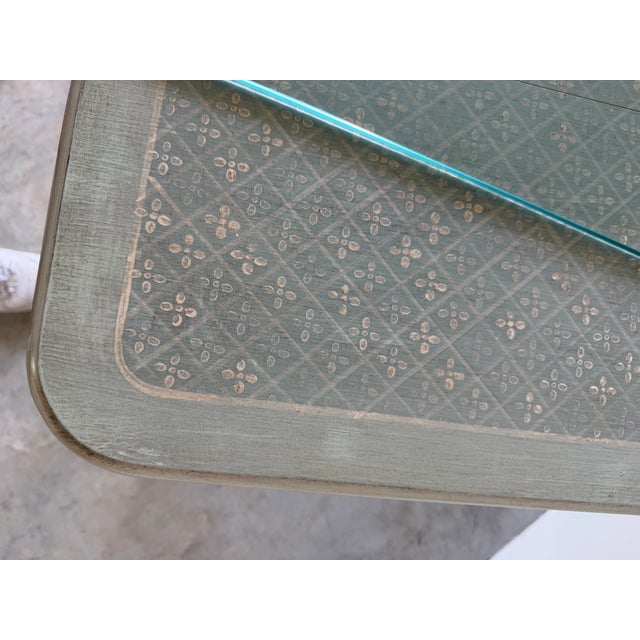 1960s Vintage Italian French Provincial Louis XV Style Writing Desk With Glass Top For Sale - Image 5 of 12