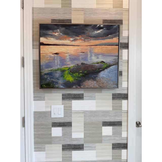 Seascape Oil Painting 35” X 31” by Elena Mashajeva Agrophiotis For Sale In Phoenix - Image 6 of 14