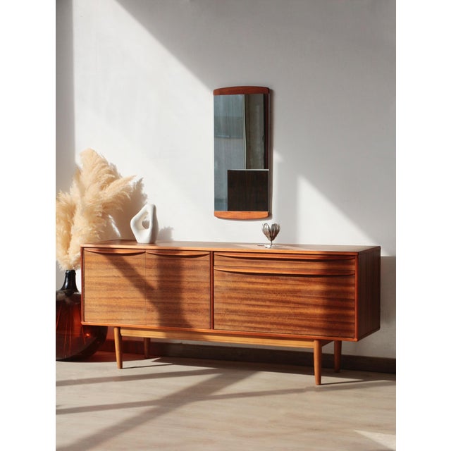 Morris of glasgow sideboard: rare vintage zebrano and walnut cabinet (1960) looking for a statement piece for your home?...