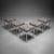 This elegant set of five mid-century modern stools embodies the clean architectural aesthetic that defined European design...