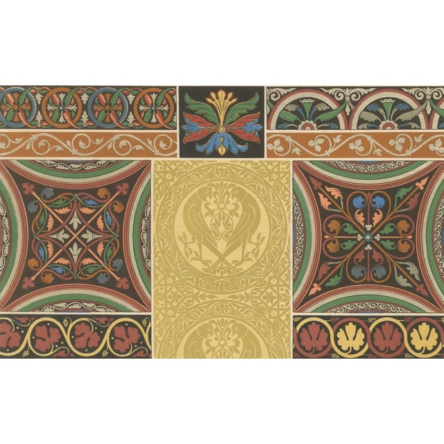 After Racinet, Middle Ages Decorative Motifs Gothic Tile and Border Designs, 1869, Print For Sale - Image 5 of 10