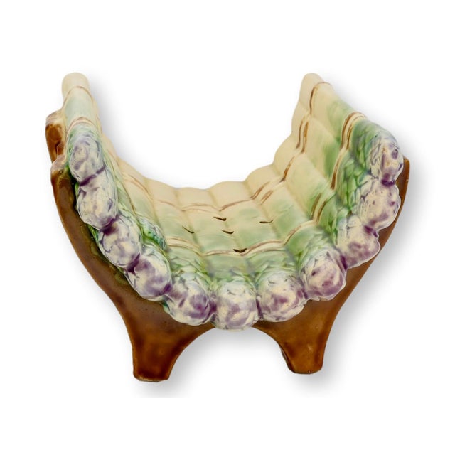 French Antique French Majolica Asparagus Cradle For Sale - Image 3 of 6