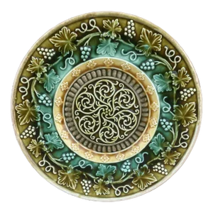 German Majolica Grape Plate, Circa 1900