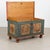 Flat-top pine trunk dated 1822 with a wonderfully aged original blue painted finish with teal undertones. Two decorative...