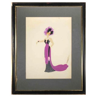 Erté, Les Mamelles de Tirésias: Choriste, 2nd Act, Gouache on Paper, 1947 For Sale