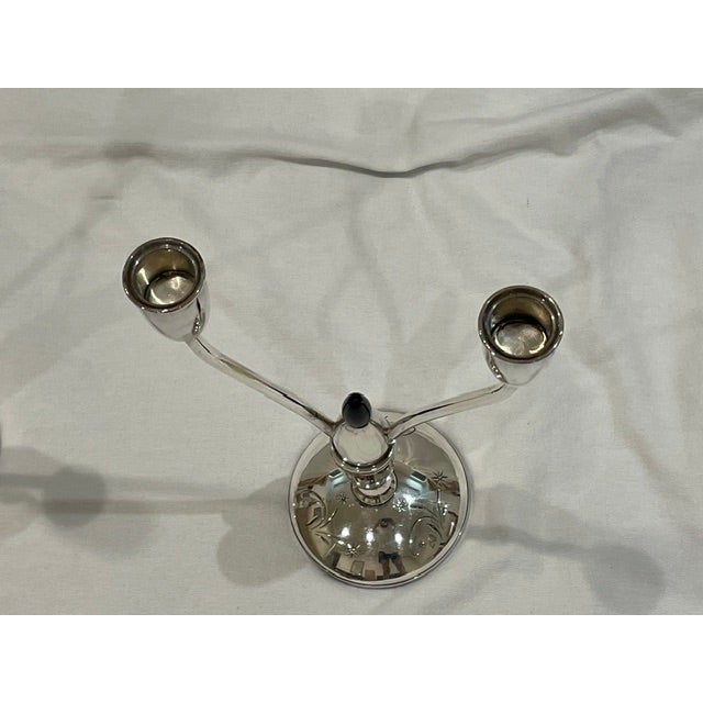 1956 Mid-Century Modern Gorham Sterling Silver "Celeste" Candelabras - A Pair For Sale In Dallas - Image 6 of 7