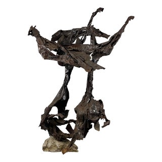 Large Horse Sculpture, 1970s, Iron on Stone Base For Sale