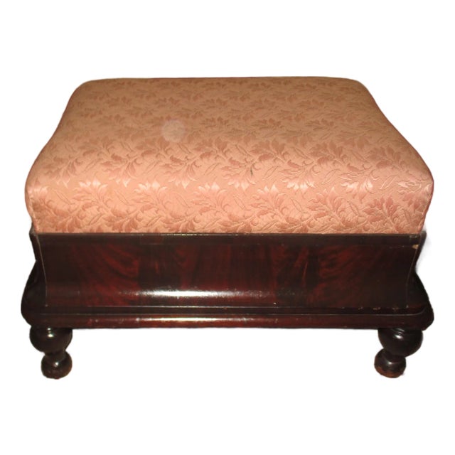 Antique Large French Empire Mahogany Ottoman / Footstool Footed For Sale