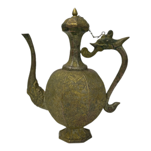 Handmade Artistic Brass Metal Color Wine Jar Shape Display Figure