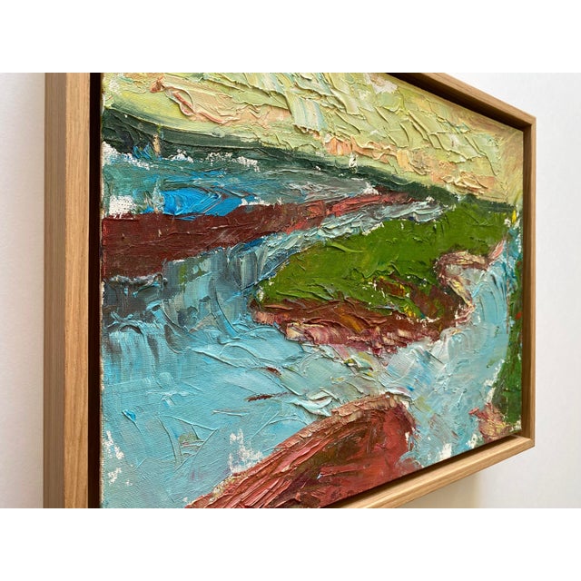 Aqua Jim Lyons Contemporary Provincetown " West End Breakwater " Abstract Expressionist Framed Original en Plein Air Oil Painting For Sale - Image 8 of 18