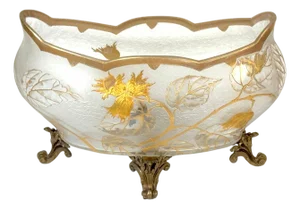 Art Nouveau Floral Acid-Etched Centerpiece Attributed St. Louis, France C 1900