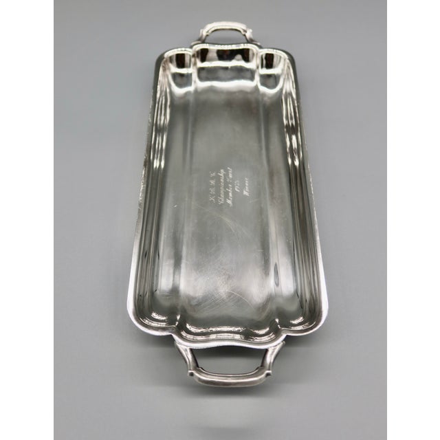Traditional Vintage 1975 Silverplate Trophy Tray With Handles — Engraved, Poole Silver Co. For Sale - Image 3 of 9