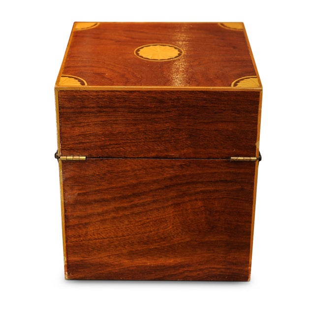 Metal Victorian Sheraton Revival Mahogany Decanter Box with Atlantis Decanters, 1800s, Set of 5 For Sale - Image 7 of 9