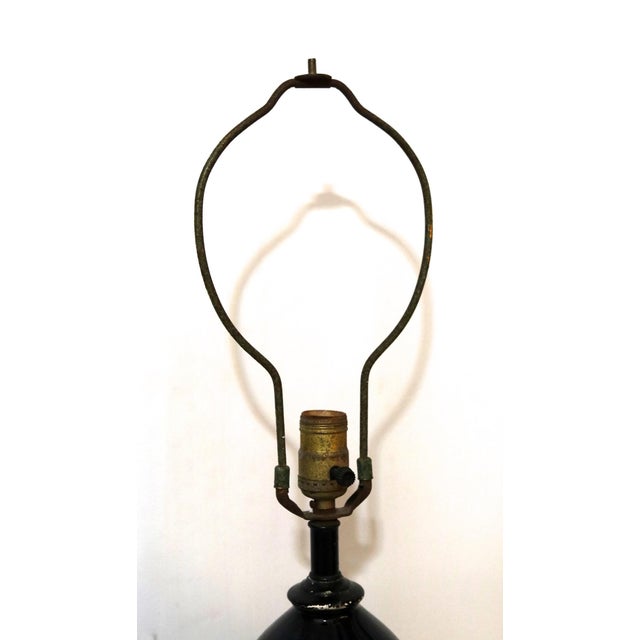 Wood 1960s Midnight Blue Double Gourd Vintage Ceramic Lamp For Sale - Image 7 of 13
