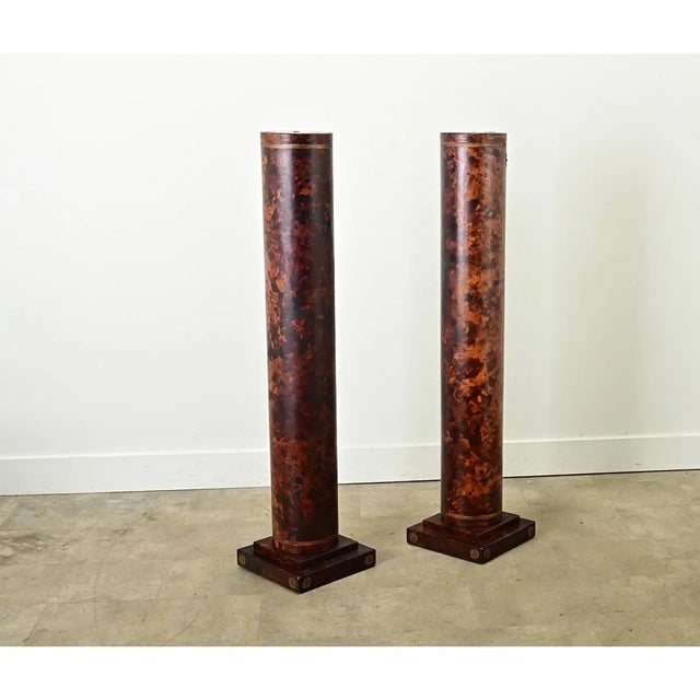 Wood French Vintage Faux Tortoiseshell Columns - A Pair For Sale - Image 7 of 10