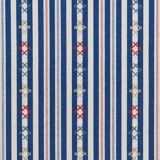 Schumacher Rhodes Stripe Fabric in Navy For Sale