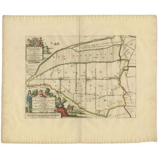 Antique Map of the Bildt Township Friesland by Halma, 1718 For Sale - Image 6 of 6