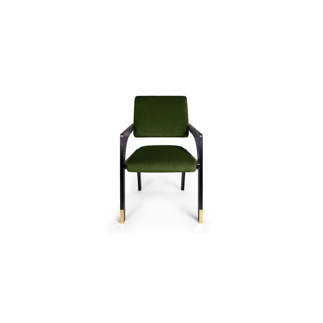 Arches Dining Chairs in Green Cotton Velvet from InsidherLand, Set of 12 For Sale - Image 4 of 6