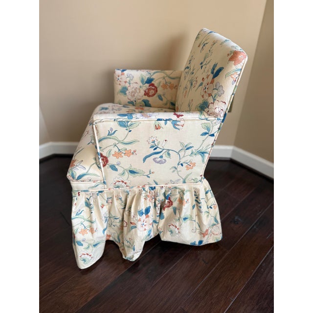 1980s Vintage Chintz Floral Skirted Slipper Chair For Sale - Image 5 of 6