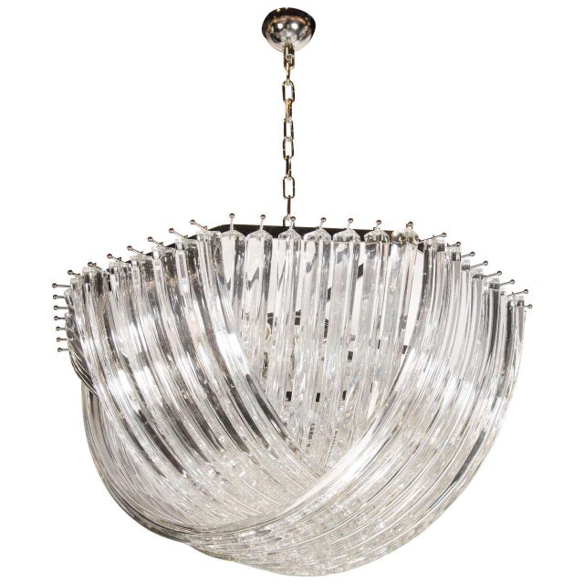 Large Modernist Murano Glass Ribbon Chandelier Chairish