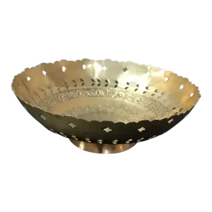1940s Etched Ornate Pedestal Bowl Made in Turkey