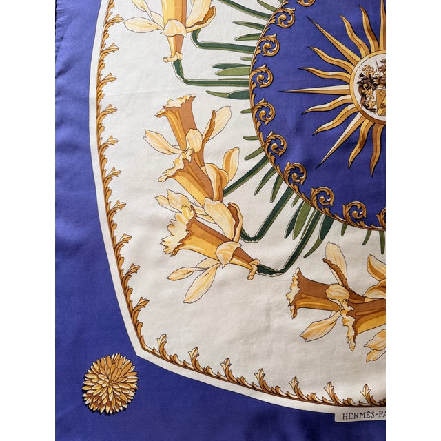 1990s Hermès Daffodils 1999 Silk Scarf Designed by Philippe Ledoux For Sale - Image 5 of 8