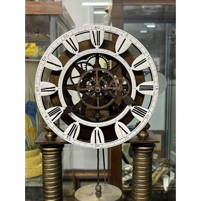 Large Skeleton Clock with Case and Key For Sale - Image 4 of 11