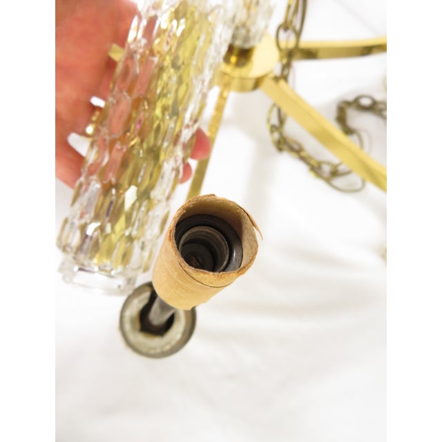 Mid Century Brass & Glass Chandelier ~ Hanging Lamp ~ Sciolari Murano Style For Sale - Image 16 of 18