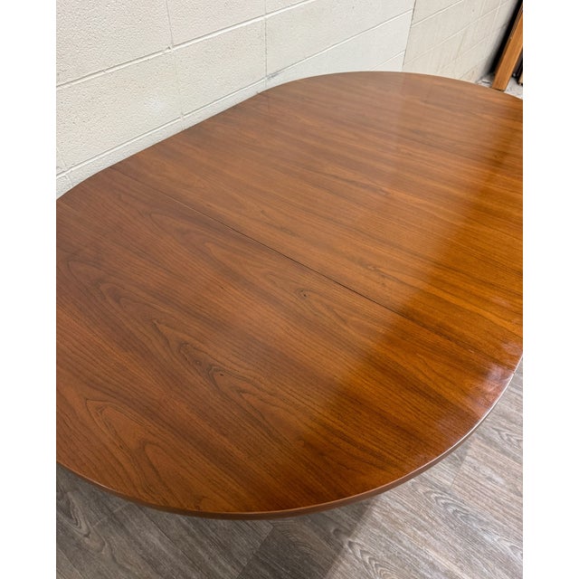 Vintage Neoclassical Regency Revival Walnut Pedestal Dining Table For Sale - Image 13 of 17