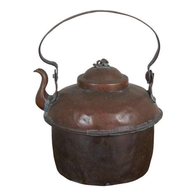 Antique Primitive Copper Dovetailed Goose Neck Tea Coffee Pot Kettle For Sale