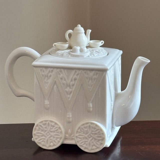 Ceramic Vintage Lenox Tea Cart Porcelain Teapot For Sale - Image 7 of 17
