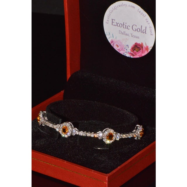 Certified Natural 8.16cts vs F Diamond Yellow Sapphire 18k Solid Gold Tennis Stacking Bracelet For Sale - Image 10 of 10