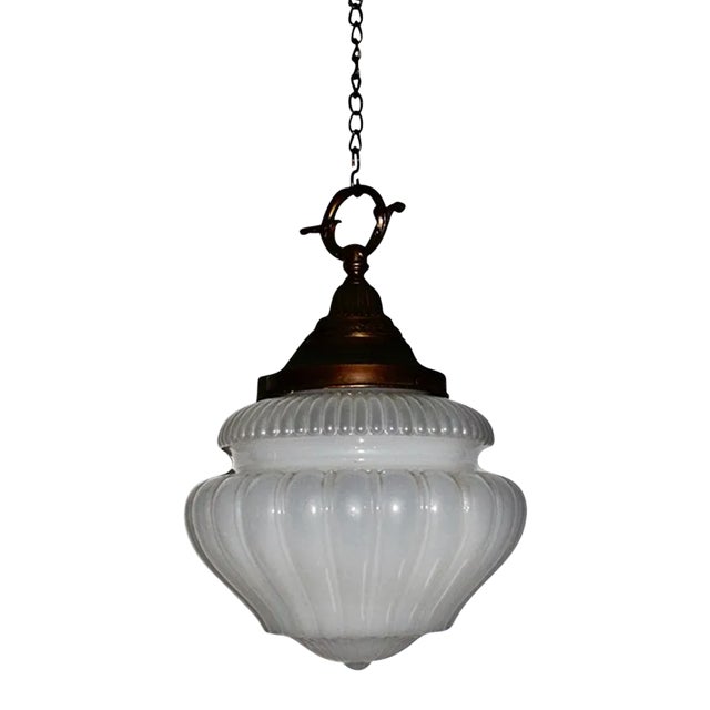 Art Nouveau Vaseline Pendant Lamp For Sale