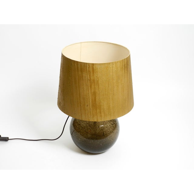 Large Illuminated Glass Table Lamp withn Dupion Silk Shade from Putzler, 1970s For Sale - Image 3 of 18