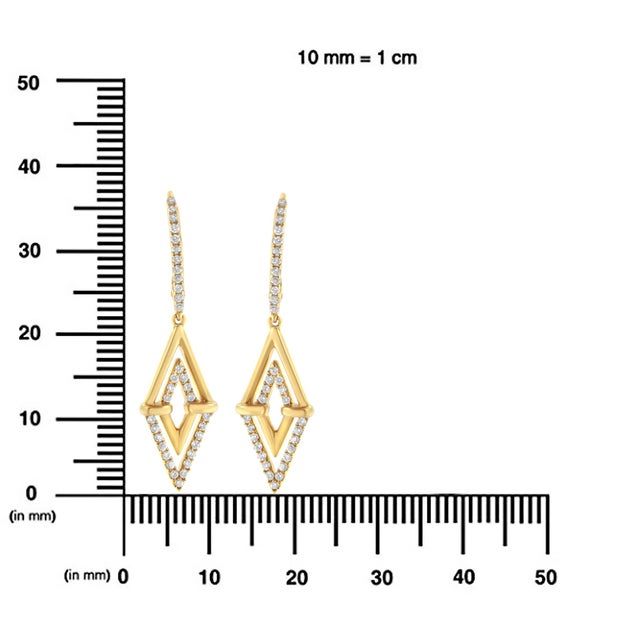 Early 21st Century 14K Yellow Gold 3/8 Cttw Double Triangle Drop and Dangle Diamond Earrings (G-H Color, SI1-SI2 Clarity) For Sale - Image 5 of 5