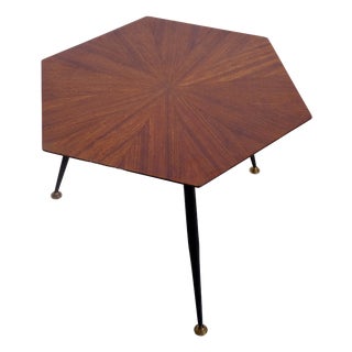 Mid-Century Hexagonal Coffee Table with Wooden Top, 1950s For Sale
