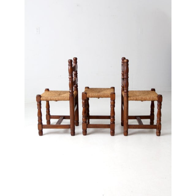 Antique Rush Seat Chairs and Stool Set For Sale - Image 9 of 12