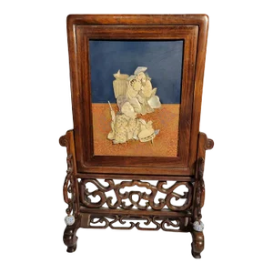 19th Century Chinese Wood Screen With Applied Decoration